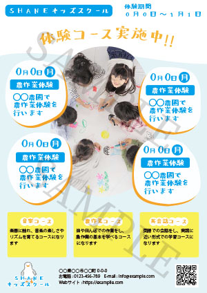 キッズスクールのフライアー(サンプル)